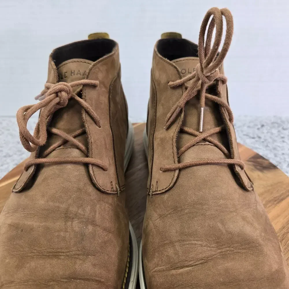 Cole Haan Mens 12M OriginalGrand Brown Leather Casual Lifestyle Chukka Boots